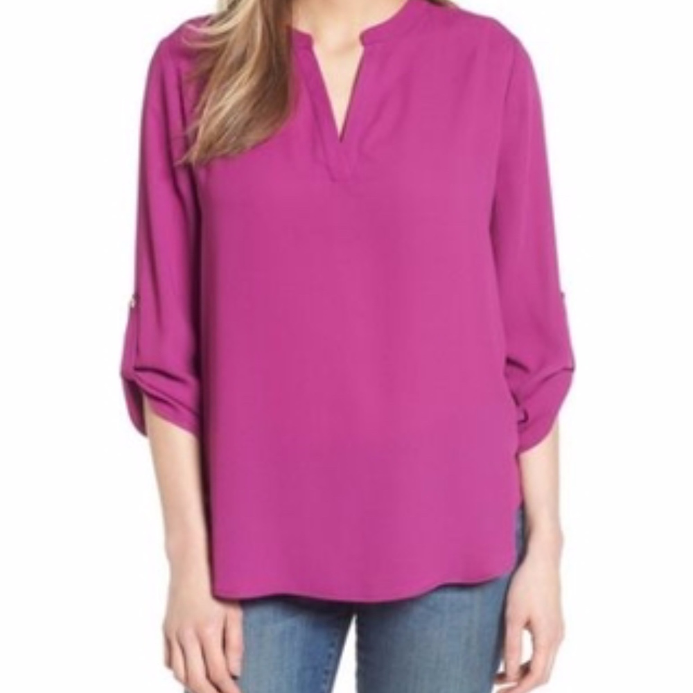 Pink Chaus NY Roll Sleeve pink tunic
